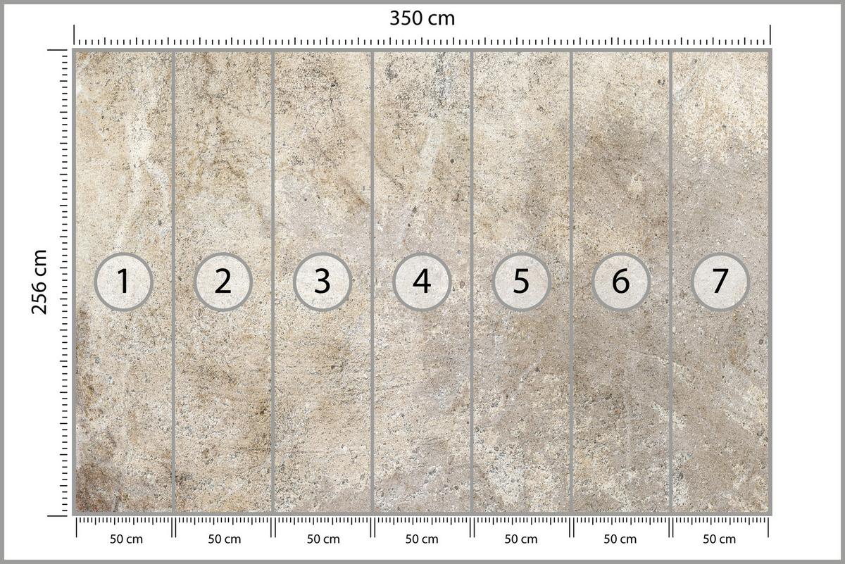 FOTOTAPETE für Wohnzimmer Beton Muster 350x256 - Beige/Braun, Papier (350/256cm) - Muralo