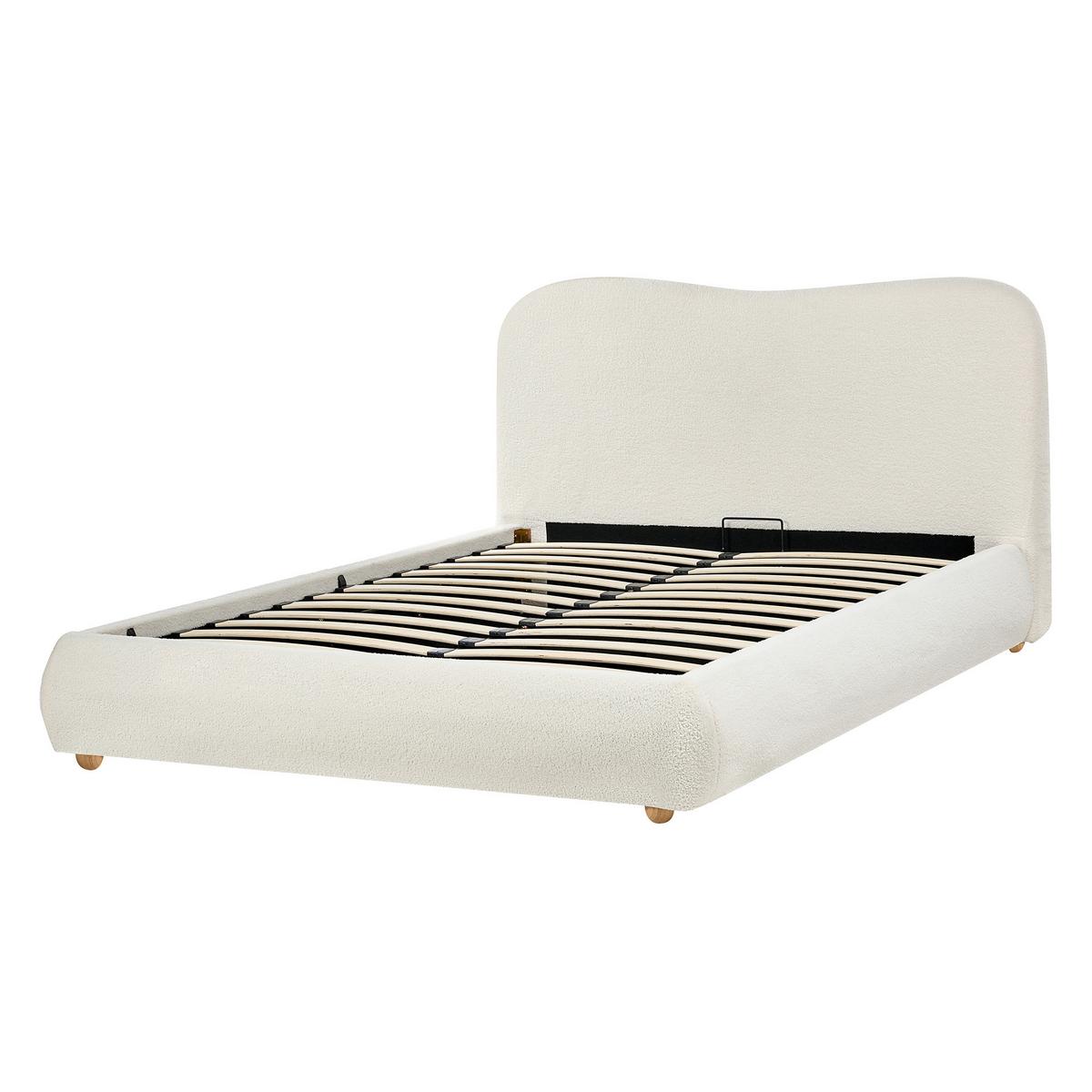 BETT mit Stauraum 140/200 cm Bouclé Cremeweiß Blagnac - Creme, Textil (140/200cm) - Beliani