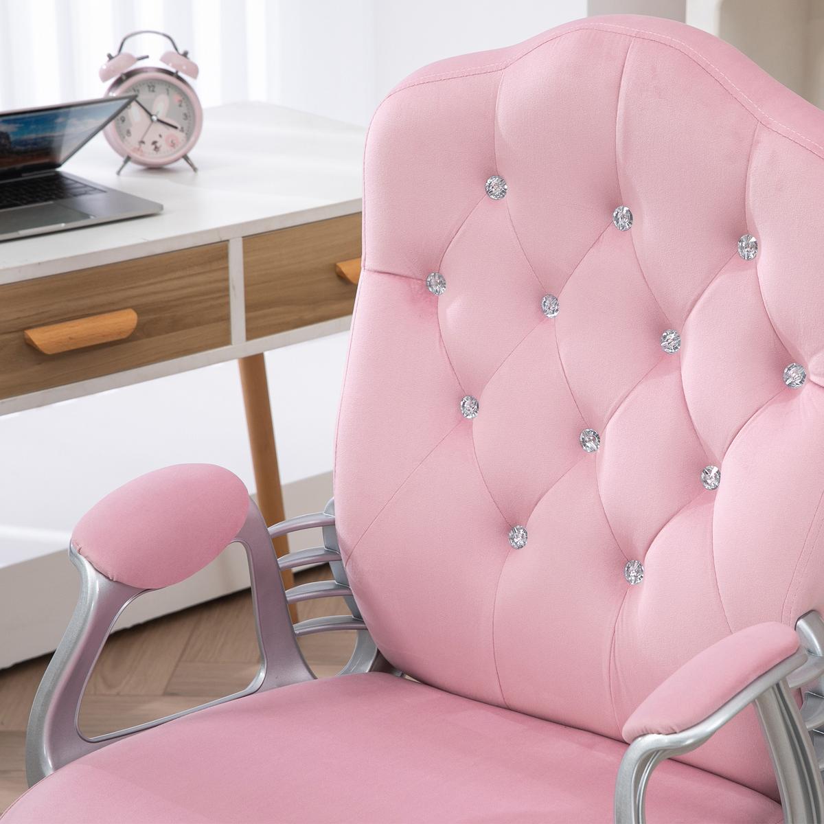 BÜROSTUHL Ergonomisch Schreibtischstuhl mit Wippfunktion für Home Office, Rosa - Rosa, Kunststoff (61/114/61cm) - Vinsetto