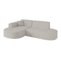 ECKSOFA Ottomane Links MARI-L1 - 243x171x79 cm Hellgrau Tissu - Hellgrau/Schwarz, Holzwerkstoff/Kunststoff (243/171cm) - ALTDECOR
