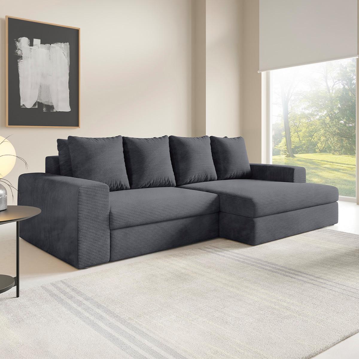 ECKSOFA Paola 3 Sitzplätze Grau - Grau, Holz (272/167cm) - Petits-meubles