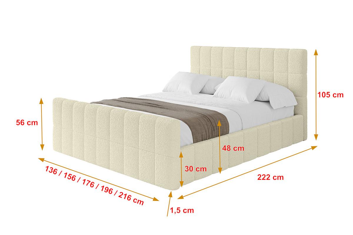 POLSTERBETT mit Bettkasten, Fußteil und Lattenrost, Boxbett ohne Matratze - AMEA-Z 180x200 Beige - Taupe, Holzwerkstoff/Textil (180/200cm) - ALTDECOR