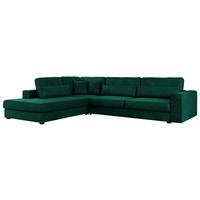 ECKSOFA Savona Dunkelgrün Velvet - links - Dunkelgrün/Schwarz, Kunststoff/Textil (316/249cm) - MKS
