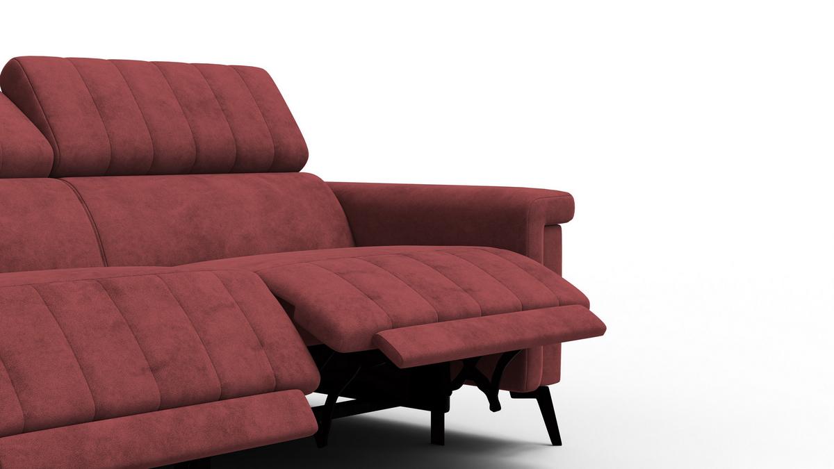 RELAXSOFA NORDEL 3-Sitzer, bordeaux - Bordeaux/Schwarz, Holz/Textil (194/80/105cm) - Wozimo