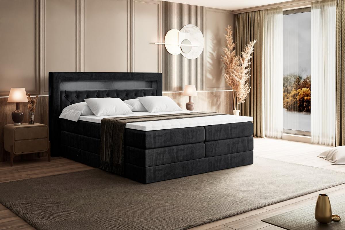 BOXSPRINGBETT NOEL GOLD KING - 180x200 - H3/H4 - Schwarz - Schwarz, Holzwerkstoff (180/200cm) - ALTDECOR