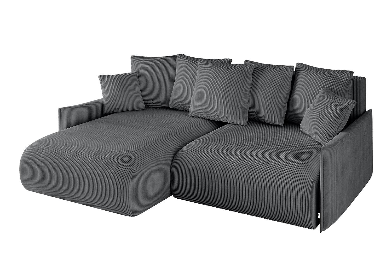 ECKSOFA Ottomane links ONESK-L -v1 216x177x72 Dunkelgrau Cord - Dunkelgrau, Holzwerkstoff/Kunststoff (216/177cm) - ALTDECOR