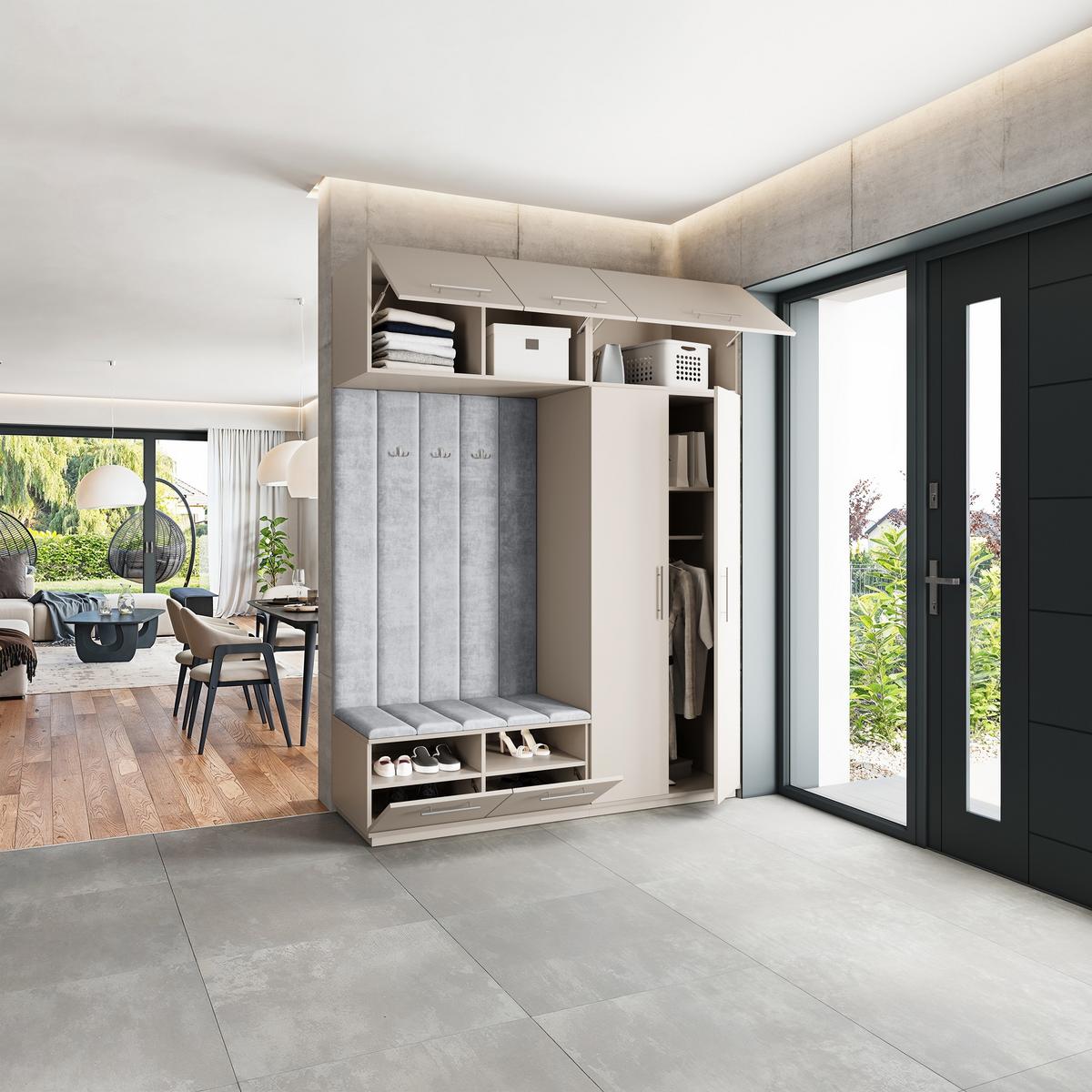GARDEROBENSCHRANK REMA 180/240/60 cm Modern Kaschmir - Kaschmir/Hellgrau, Holzwerkstoff (180/240/60cm) - MASSENO