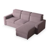 ECKSOFA PADWA Lila Kordstoff mit Schlaffunktion - Lila/Schwarz, Holz/Kunststoff (227/168cm) - MASSENO
