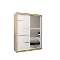 SCHWEBETÜRENSCHRANK 200/150/62 2-türig - Silberfarben/Weiß, Holz/Kunststoff (150/200/62cm) - MÖBEL KRYSPOL