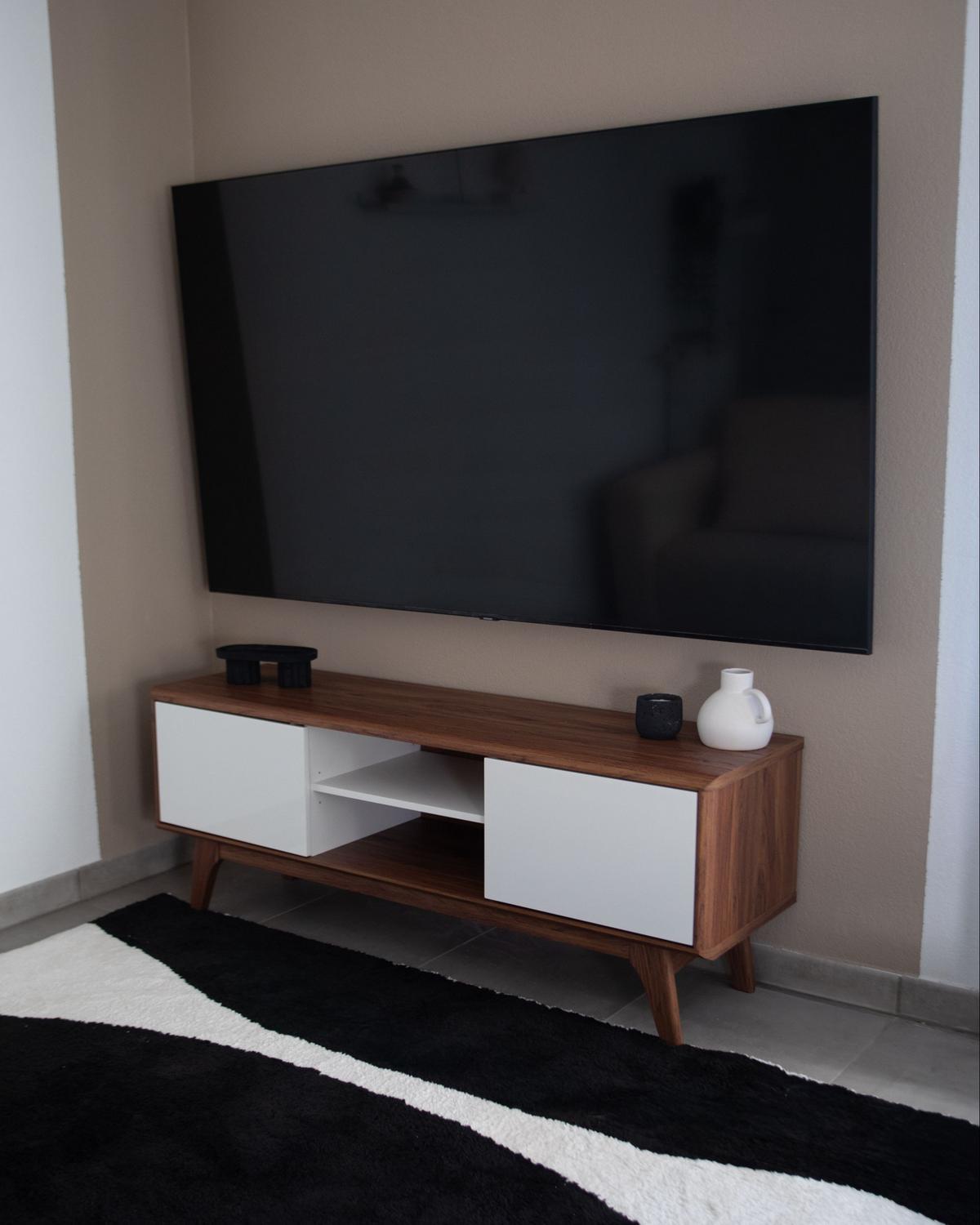 TV-MÖBEL Dunkelbraun, Weiß ROCHESTER 40/142/53 cm - Dunkelbraun, Holzwerkstoff (142/53/40cm) - Beliani