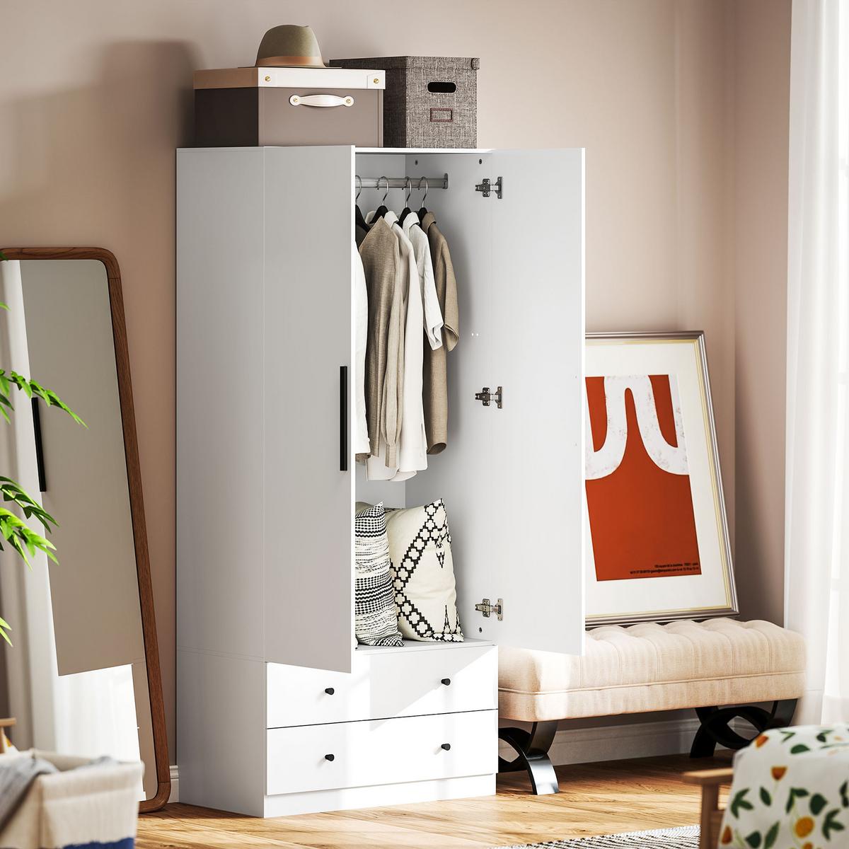 KLEIDERSCHRANK MDF Weiß - Weiß, Holzwerkstoff (43/180/79cm) - HOMCOM
