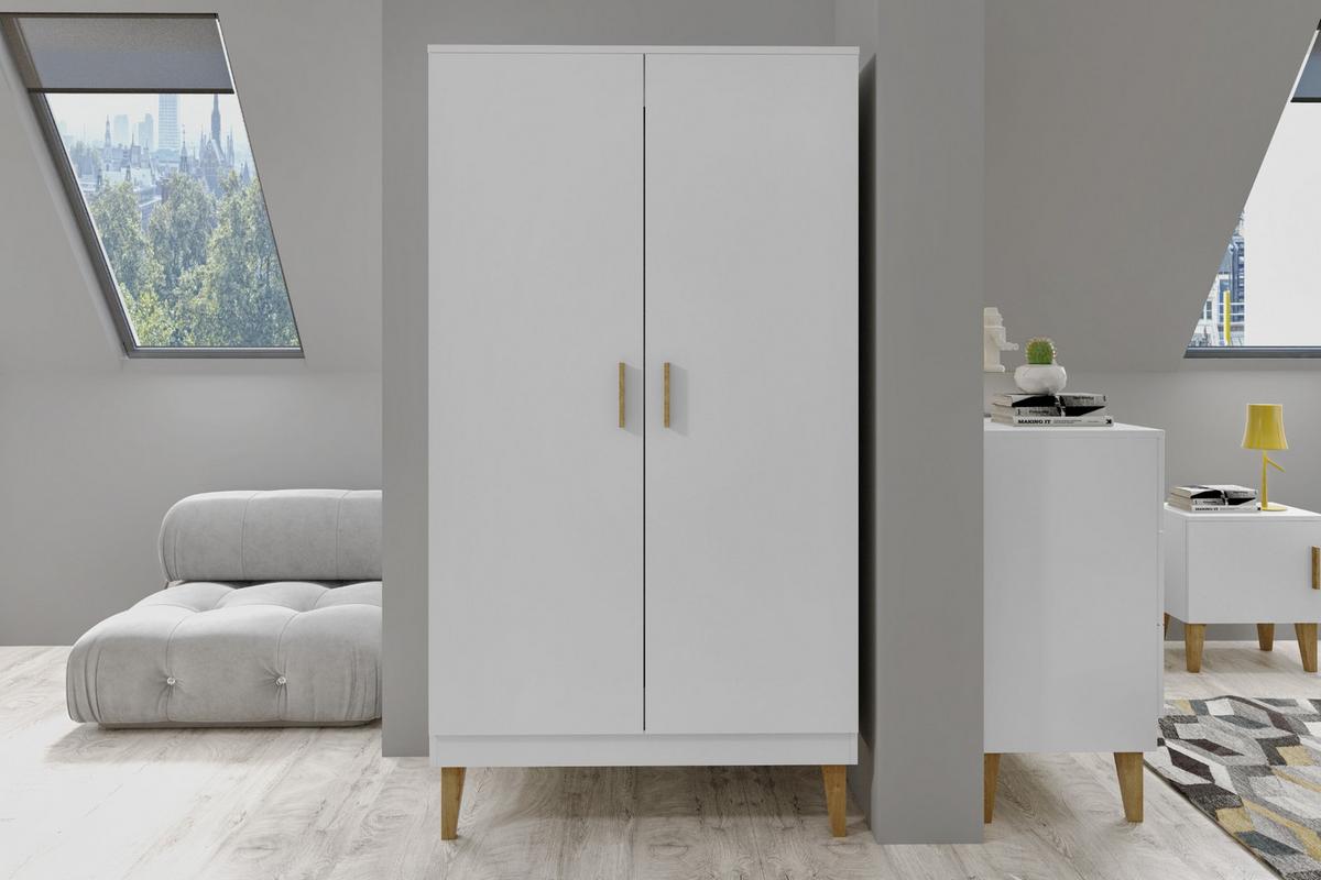 KINDERKLEIDERSCHRANK Kubi - Weiß, Holzwerkstoff (55/184/100cm) - RAUMHIRSCH FURNITURE