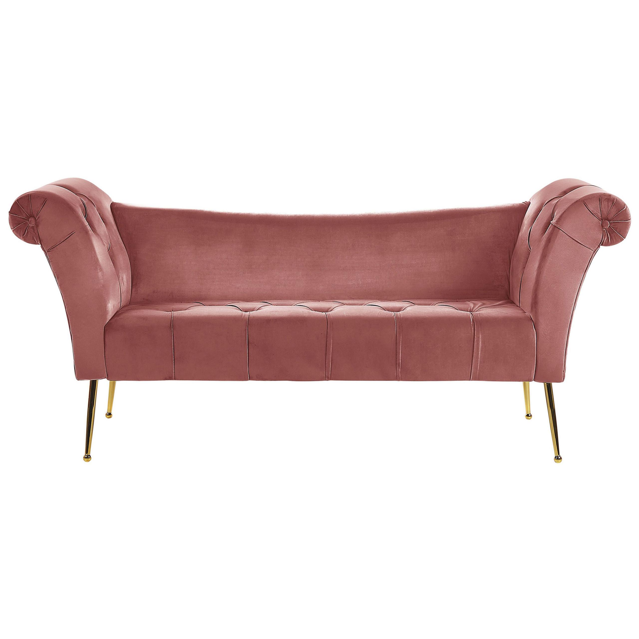 CHAISELONGUE Samtstoff rosa/gold Nantilly - Pink, Textil (175/76/70cm) - Beliani