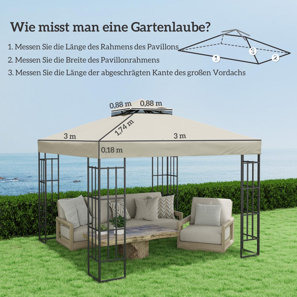 ERSATZDACH für Pavillon 3 x 3 m - Creme, Kunststoff (300/1/300cm) - Outsunny