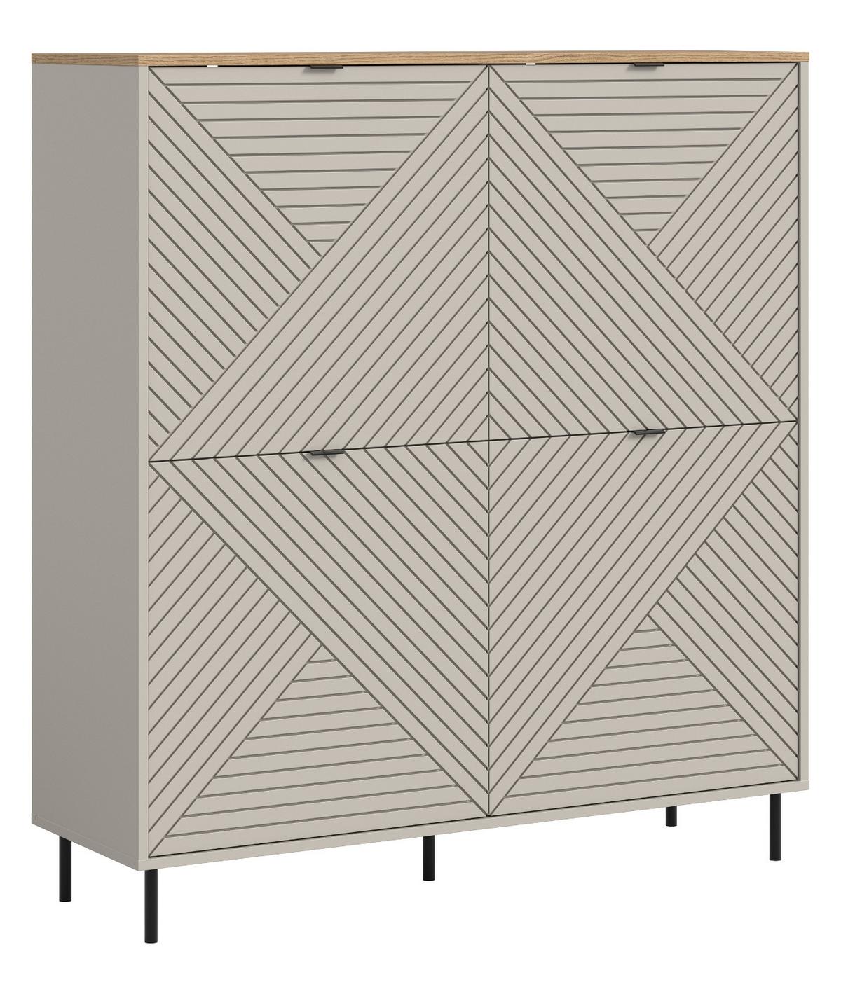 HIGHBOARD Kaschmir, Evoke Eiche 124 x 135 cm, Kommode in modernem Design - Kaschmir/Eichefarben, Holzwerkstoff/Metall (124/135/40cm) - Inn.Furn