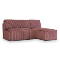 ECKSOFA BRISO T Rosa Kordstoff mit Schlaffunktion - Rosa/Grau, Holz/Kunststoff (200/140cm) - MASSENO