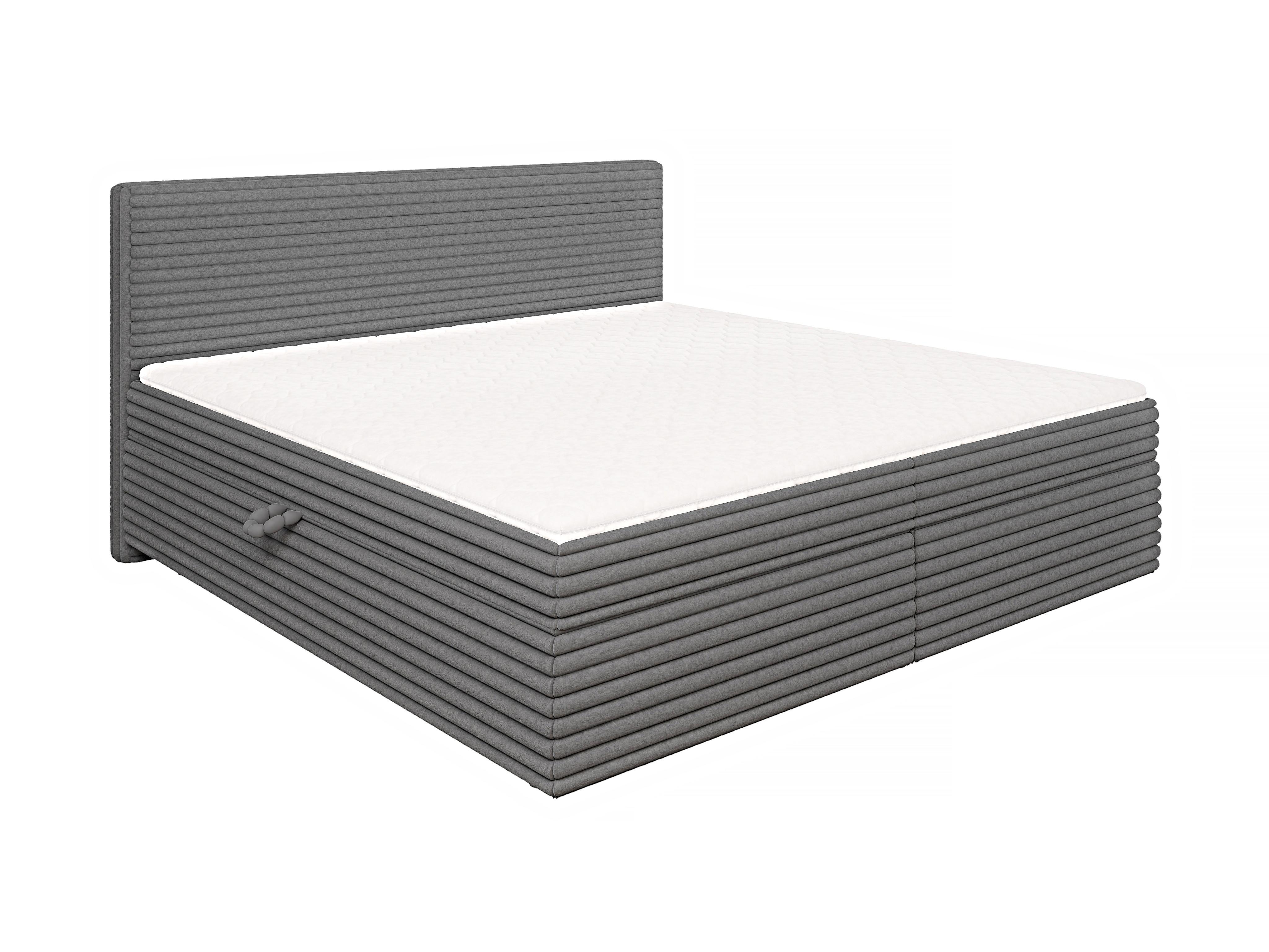 BOXBETT Roma 200/200 cm Dunkelgrau Plüschcord - Dunkelgrau/Schwarz, Holz/Kunststoff (200/200cm) - S-Style Möbel