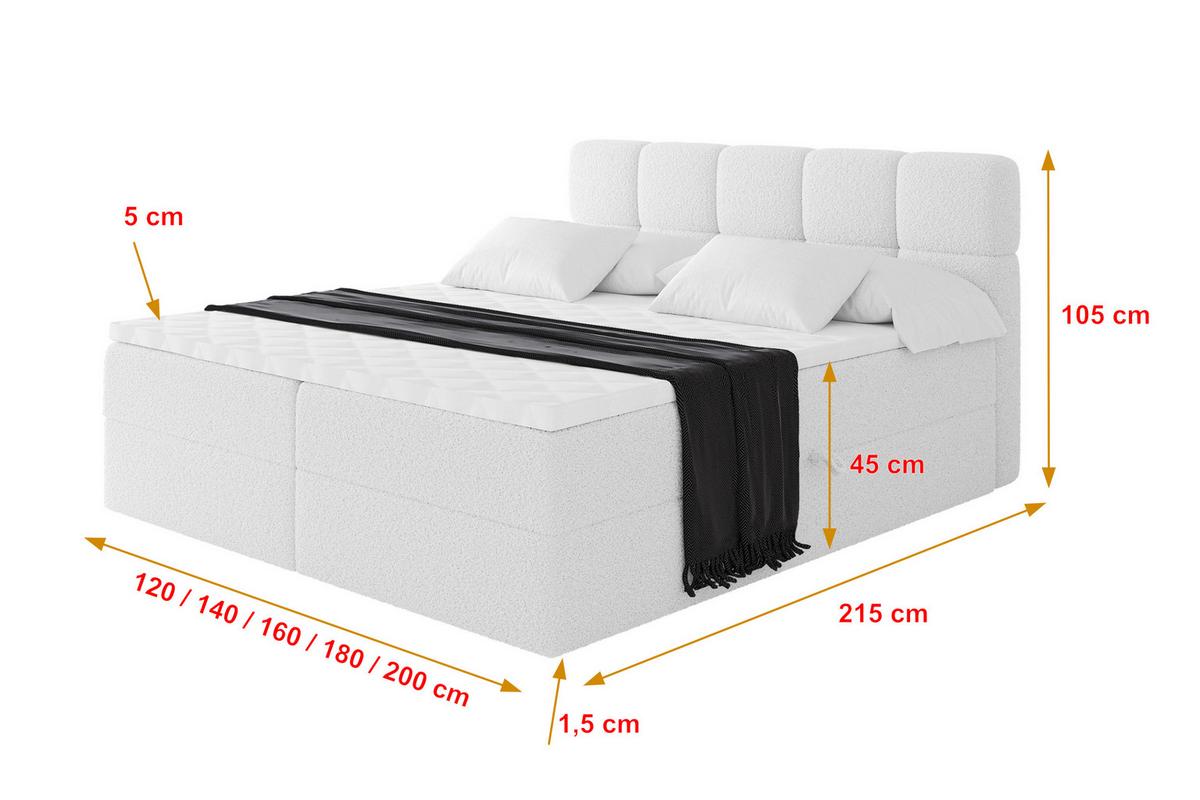 BOXBETT mit Matratze H3 - FAMA - 140x200 cm Weiß Quelle - Weiß, Holzwerkstoff (140/200cm) - ALTDECOR