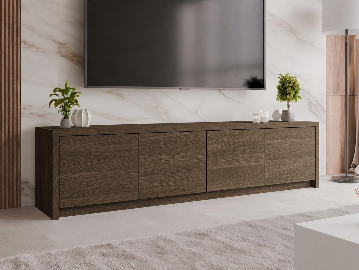 TV-LOWBOARD Solid 4D - Dunkelbraun/Schwarz, Holzwerkstoff/Kunststoff (198/51/40cm) - MIRJAN24
