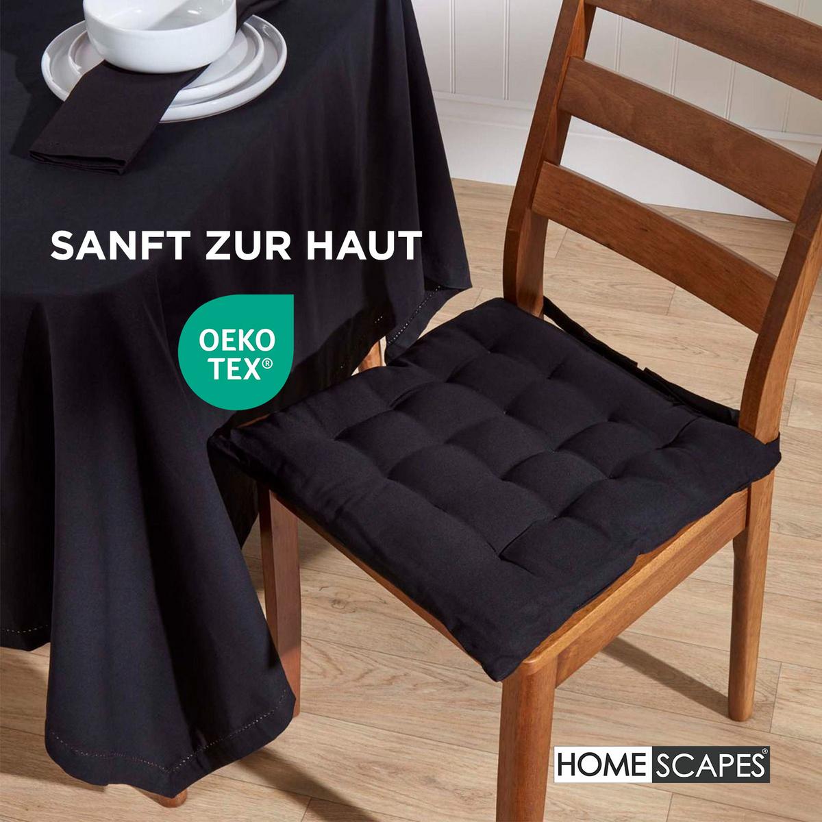 STUHLKISSEN 6er-Set schwarz 40/40/6,5 cm - Schwarz, Textil (40/40/6.5cm) - Homescapes