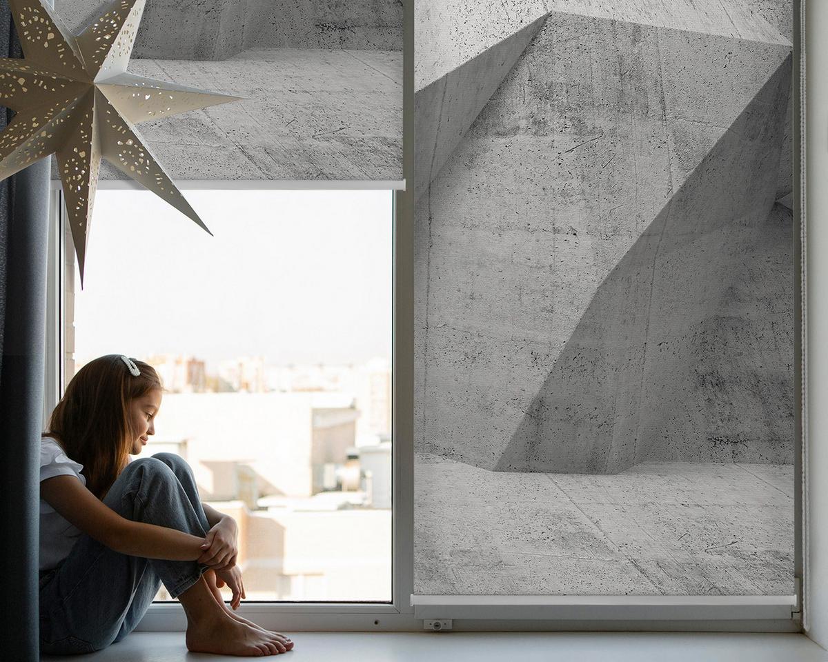 INNENROLLO - Fensterrollo - Rollo - 100x180 cm - 3D-Steinwand - Grau, Kunststoff (100/180/0.5cm) - TULUP