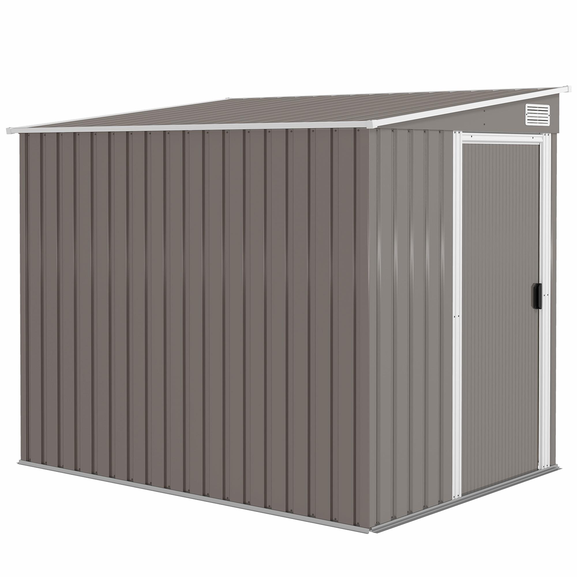 GERÄTEHAUS 2,81m² 154x206,5x181 cm mit Pultdach Fundament - Hellgrau, Metall (206.5/181/154cm) - Outsunny