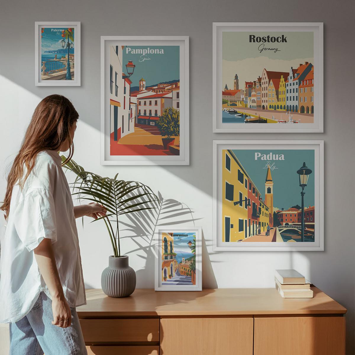 BILDER SET 5er Set - 50x50 cm & 20x30 cm & 40x60 cm Weißer Rahmen - Architektur der Küstenstädte - Weiß, Kunststoff (40/60cm) - TULUP