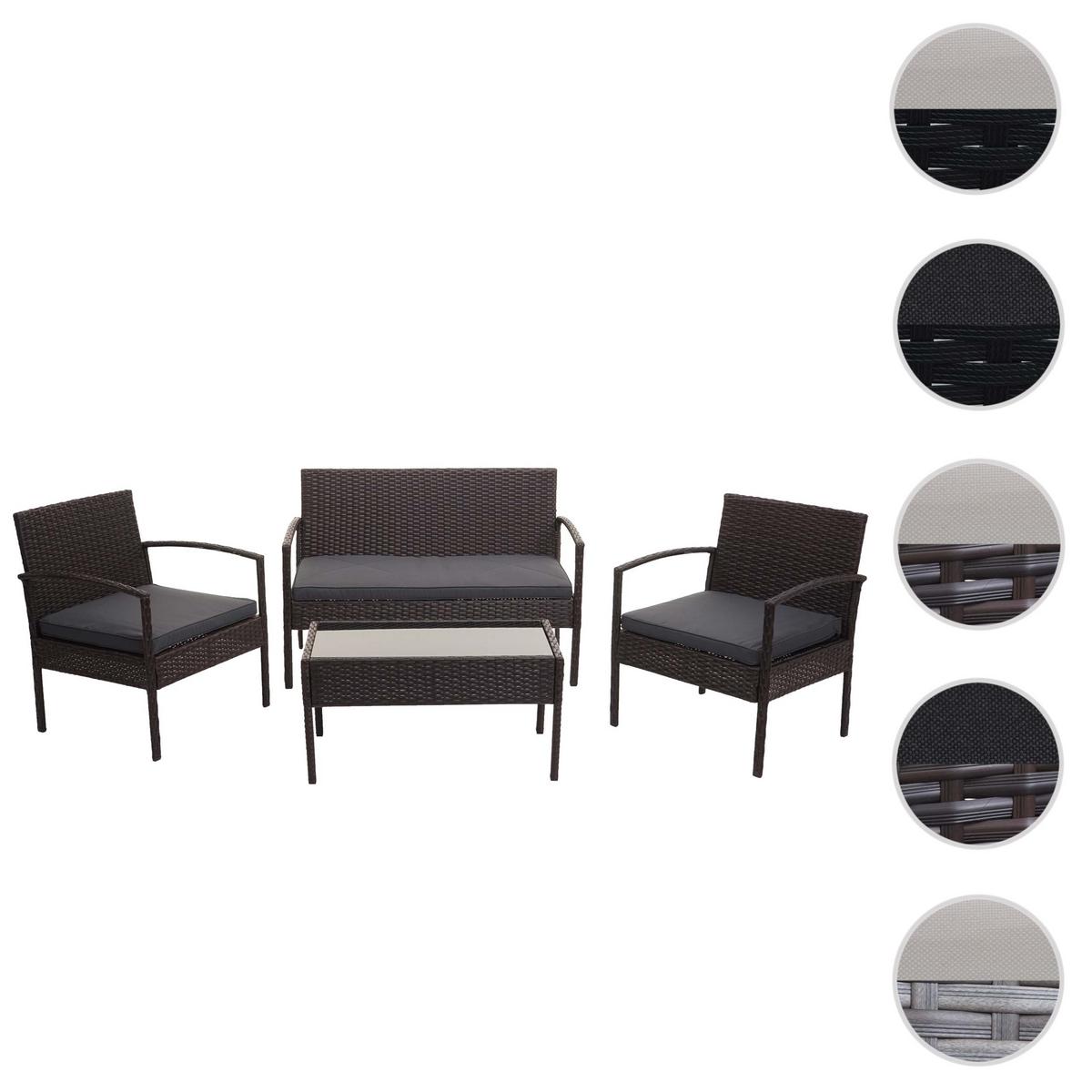POLY-RATTAN GARNITUR Braun, Anthrazit - Anthrazit/Braun, Kunststoff - MCW