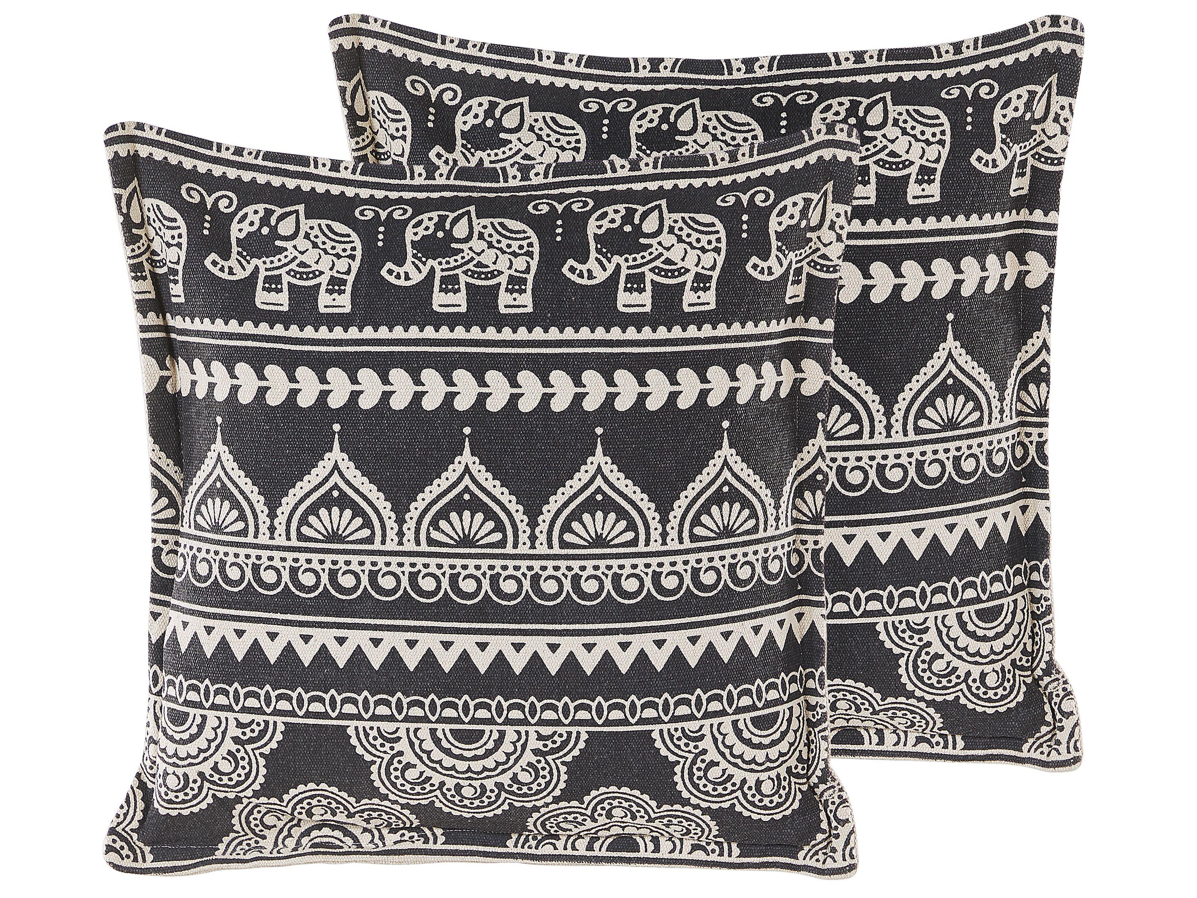 DEKOKISSEN 2er-Set Creme 45/45 cm Atabagi - Creme, Naturmaterialien/Textil (45/45cm) - Beliani
