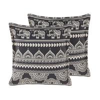 DEKOKISSEN 2er-Set Creme 45/45 cm Atabagi - Creme, Naturmaterialien/Textil (45/45cm) - Beliani