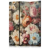 PARAVENT Beidseitig Bedruckter 3-tlg 135x172 cm Wildblumen im Retro - Multicolor, Holz/Textil (135/172/3cm) - Muralo