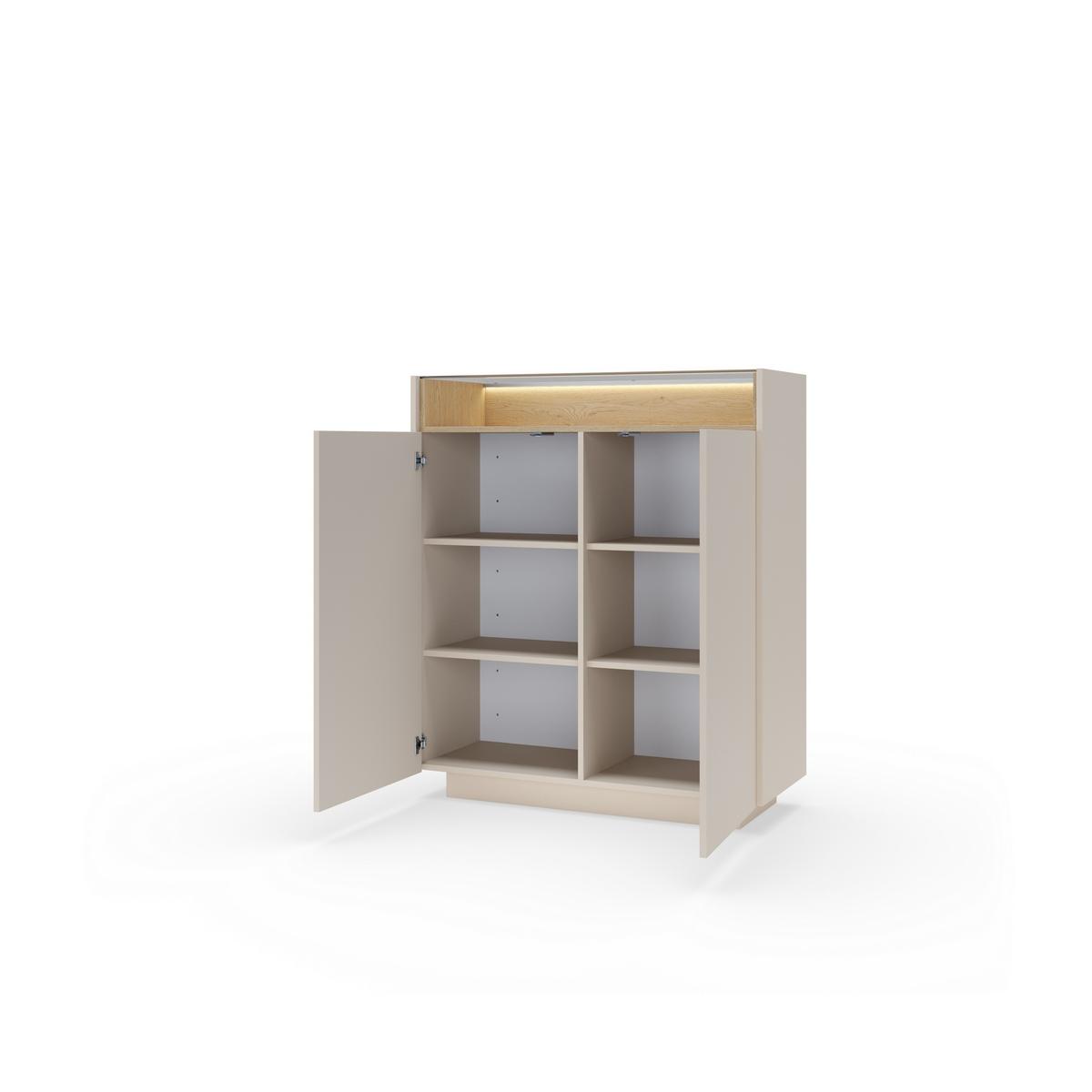 KOMMODE PORTA 103,2/119,2/39,5cm mit Schubladen 2 Türen Beige - Eichefarben/Beige, Holzwerkstoff (103.2/119.2/39.5cm) - MASSENO