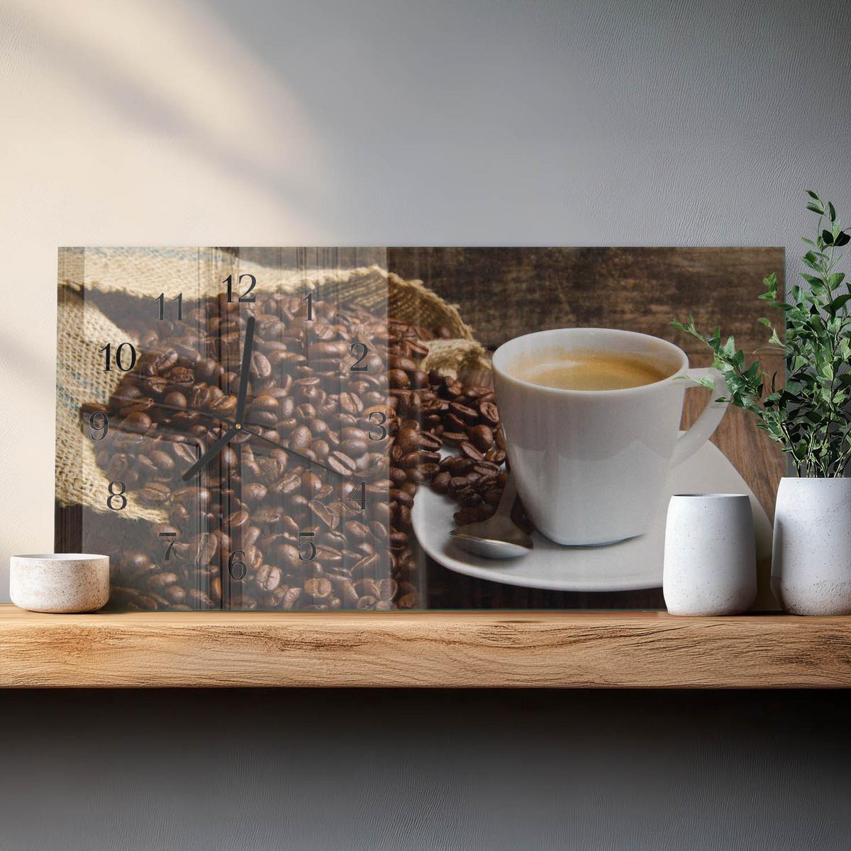 WANDUHR aus Glas 60x30 cm - Kaffee - Braun, Glas (60/30/0.4cm) - TULUP