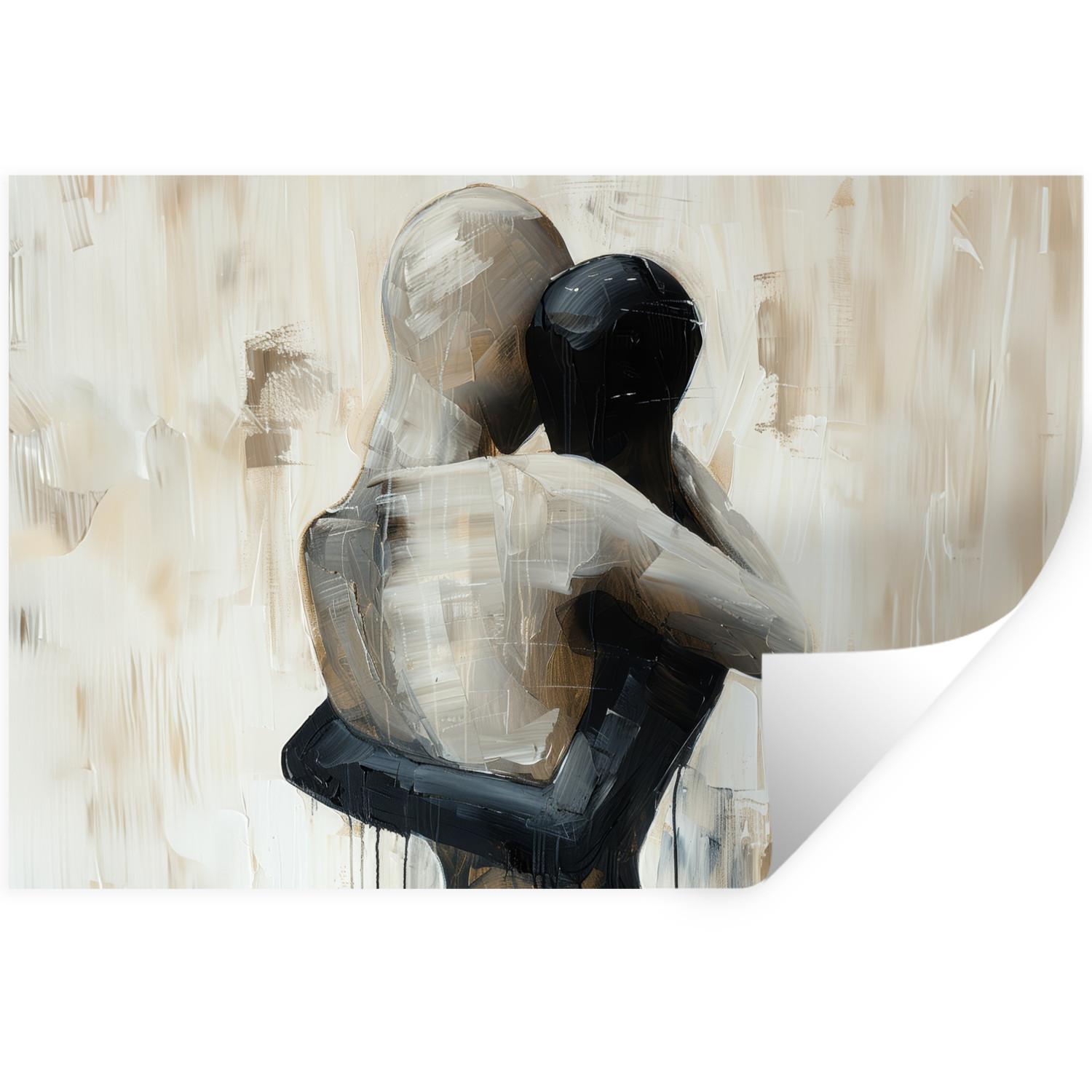WANDTATTOO Abstrakt - Liebe - Schwarz und weiß - Modern Wandsticker 120x80 cm - Schwarz, Kunststoff (120/80/0.1cm) - MuchoWow