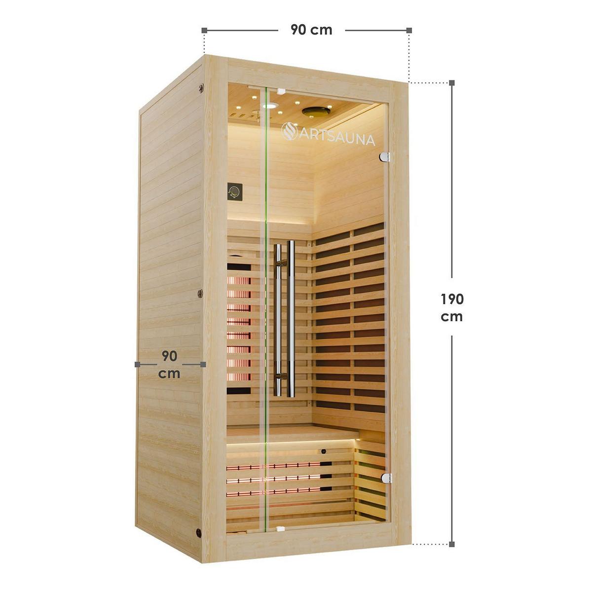 INFRAROTKABINE Trondheim90 natur mit Dual-Technologie & Hemlockholz - Naturfarben, Holz (90/190/90cm) - Artsauna