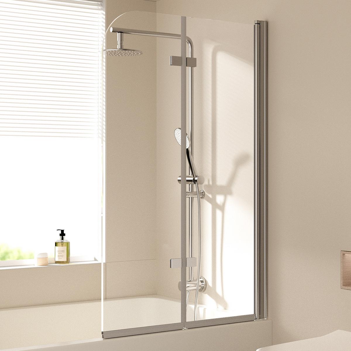 BADEWANNENAUFSATZ 2-teilig faltbar 100/140 cm - Transparent, Glas (100/140cm) - EMKE