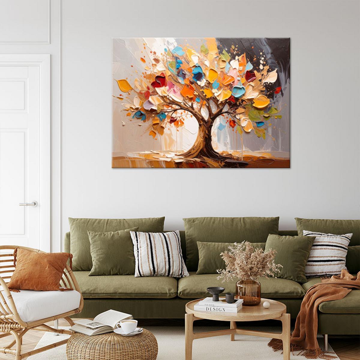 LEINWANDBILD 3D Bunter Baum des Lebens Farbe 100x70cm - Multicolor, Textil (100/70cm) - Feeby