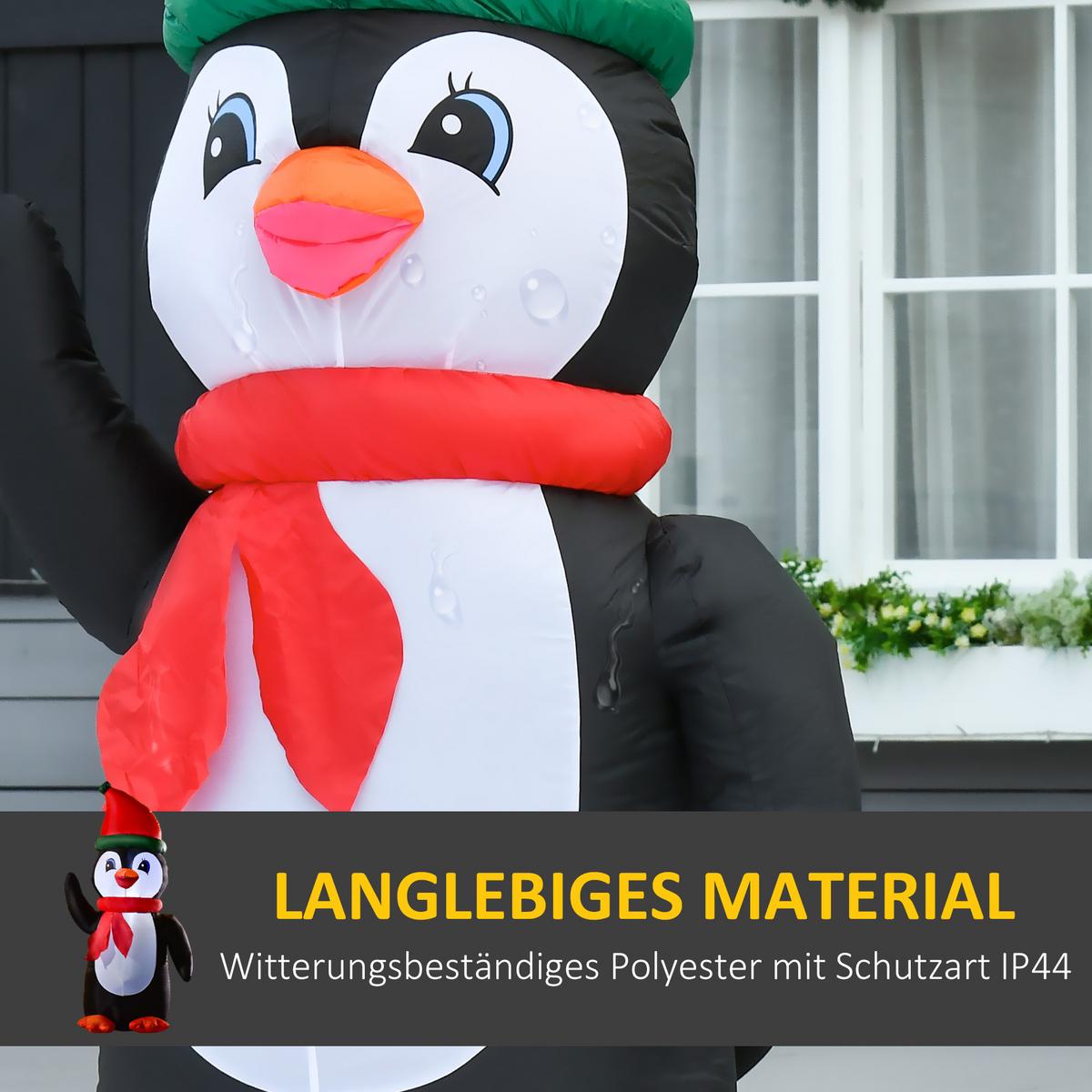 AUFBLASBARER Pinguin Weihnachtsdekoration 1,6 m mit Lichtern Polyester - Multicolor, Kunststoff (67/155/79cm) - HOMCOM