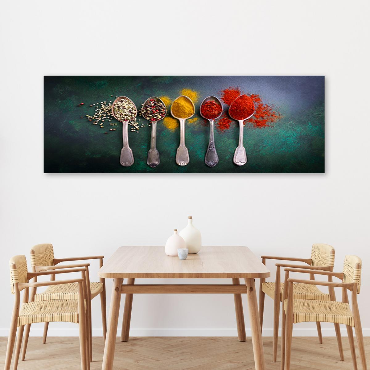 WANDBILD kräuter und gewürze für die küche - Multicolor, Textil (90/30cm) - Feeby