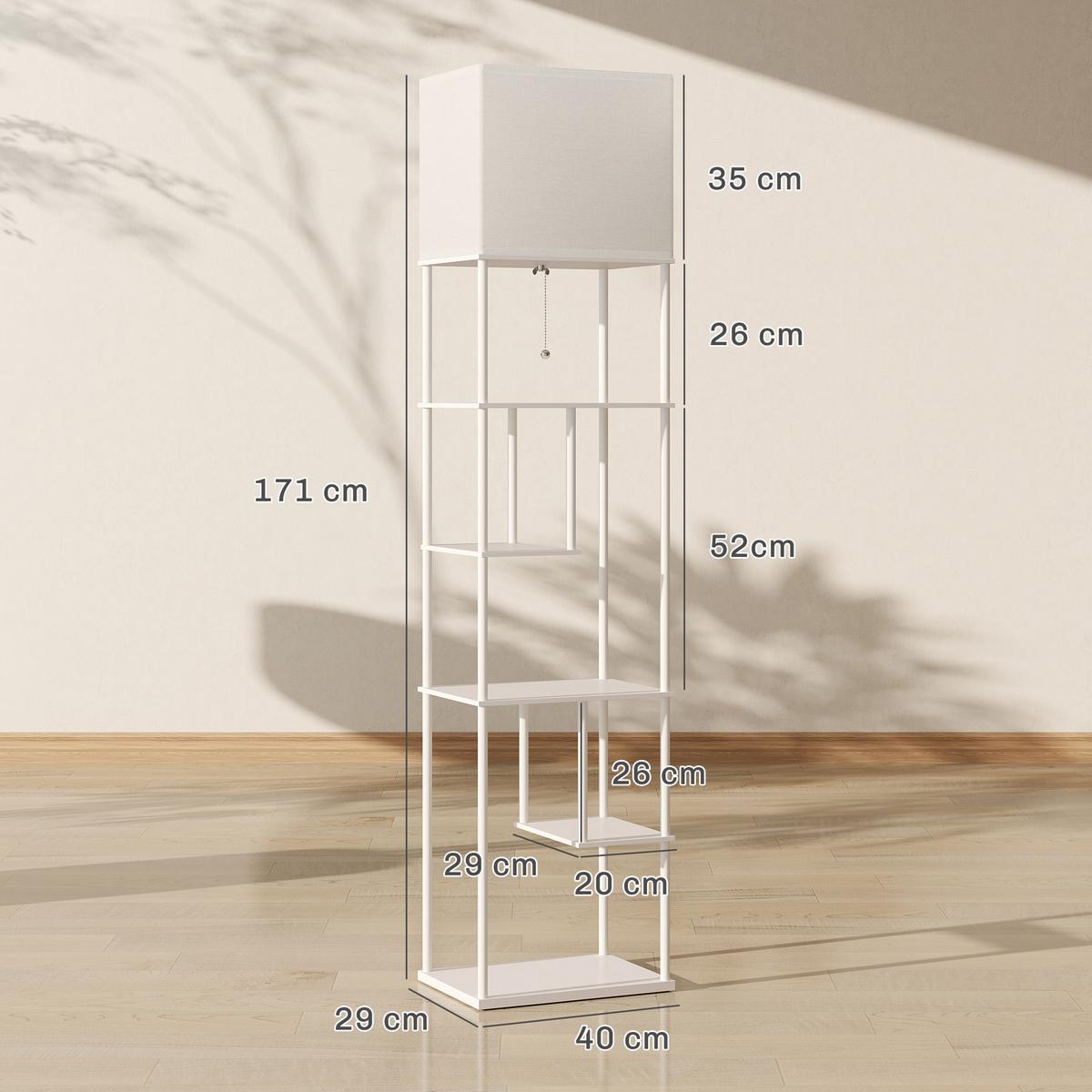 STEHLAMPE MDF Metall Weiß - Weiß, Holzwerkstoff (40/29/171cm) - HOMCOM