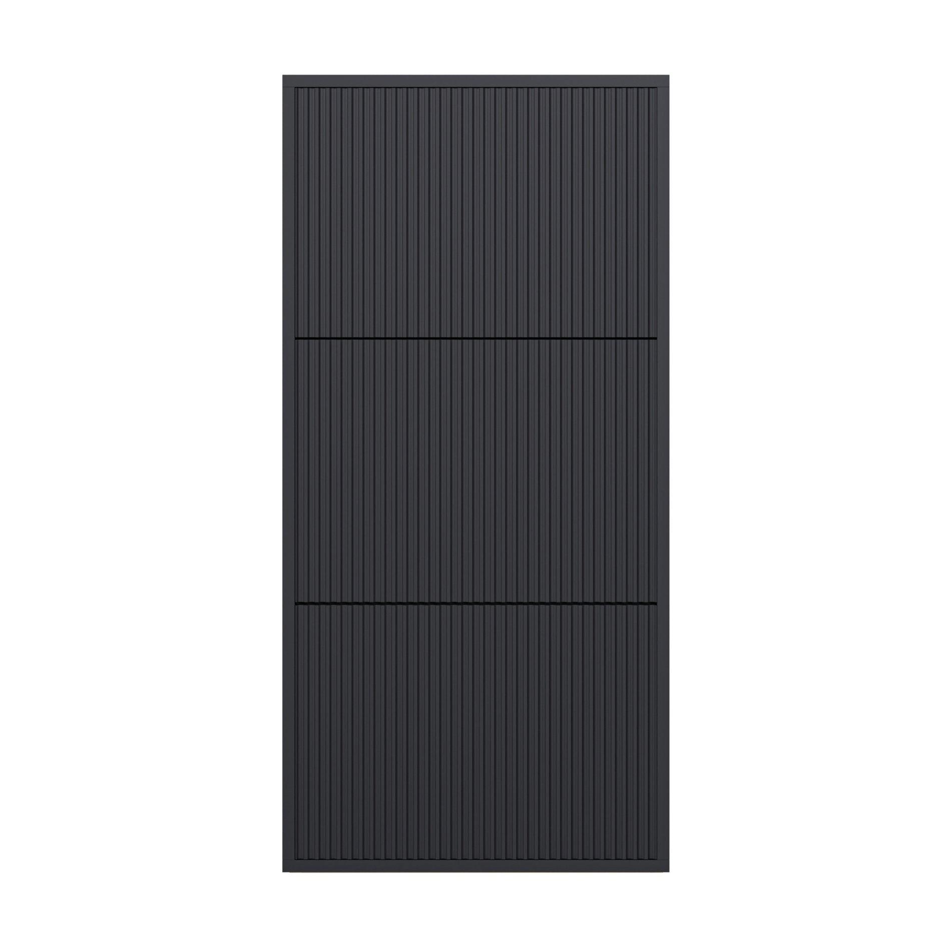 WAND-SCHUHSCHRANK Veldio mit 3 Klappen Schwarz 50 cm - Schwarz, Holzwerkstoff (50/103/30cm) - Selsey