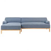 ECKSOFA 3-Sitzer Stoff Blau rechtsseitig Sosjo - Blau, Textil (251/132cm) - Beliani