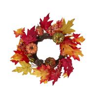 HERBSTKRANZ buntes Laub & Kürbisse, 40 cm - Multicolor, Kunststoff (40/22/40cm) - Homescapes