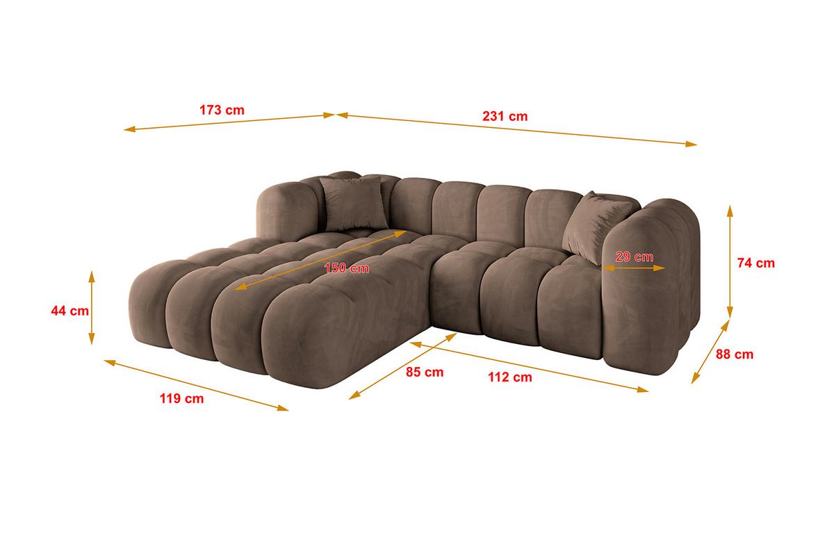 ECKSOFA Ottomane Links OLEA-L1 - 231x173x74 cm Braun - Schwarz/Braun, Holzwerkstoff/Kunststoff (231/173cm) - ALTDECOR