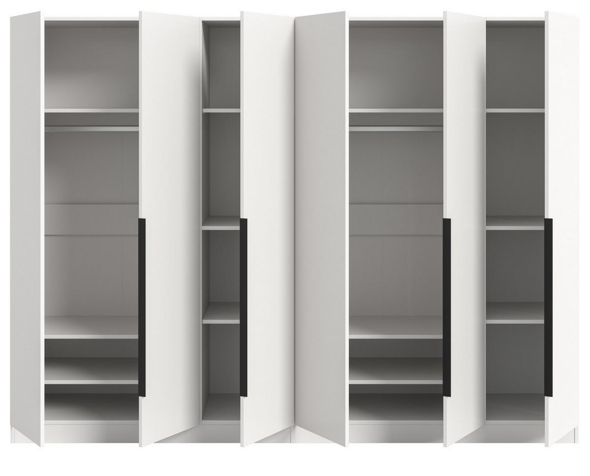 KLEIDERSCHRANK weiß 6-türig 240 x 181 cm, Drehtürenschrank mit Kleiderstange - Schwarz/Weiß, Holzwerkstoff/Kunststoff (240/181/52cm) - Inn.Furn
