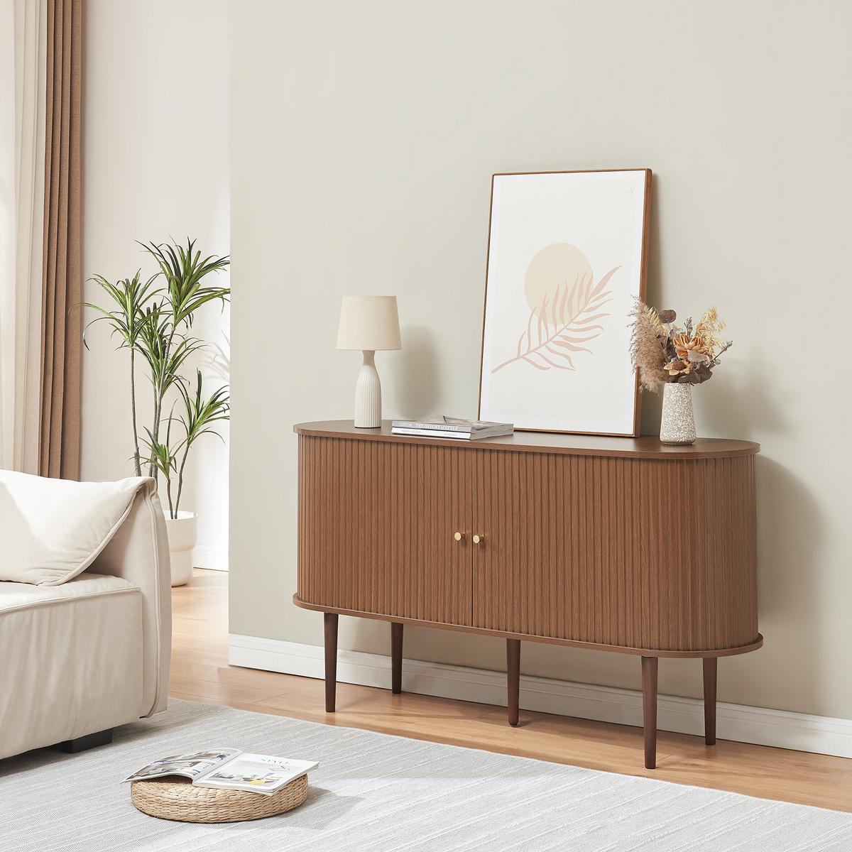 SIDEBOARD Mapia - Walnussfarben, Holzwerkstoff (140/75/40cm) - [en.casa]