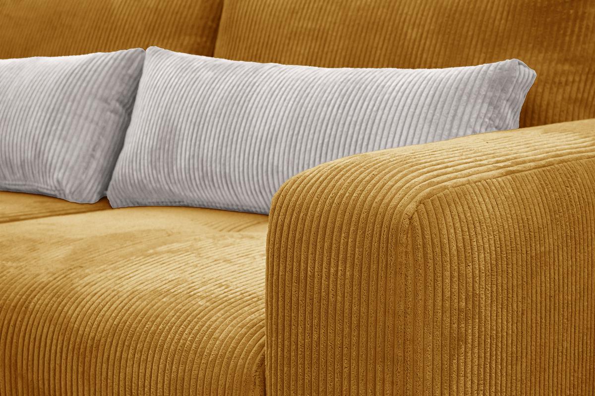 SOFA OLI 3-Sitzer, safran - Gelb, Holz/Textil (208/91/108cm) - Wozimo