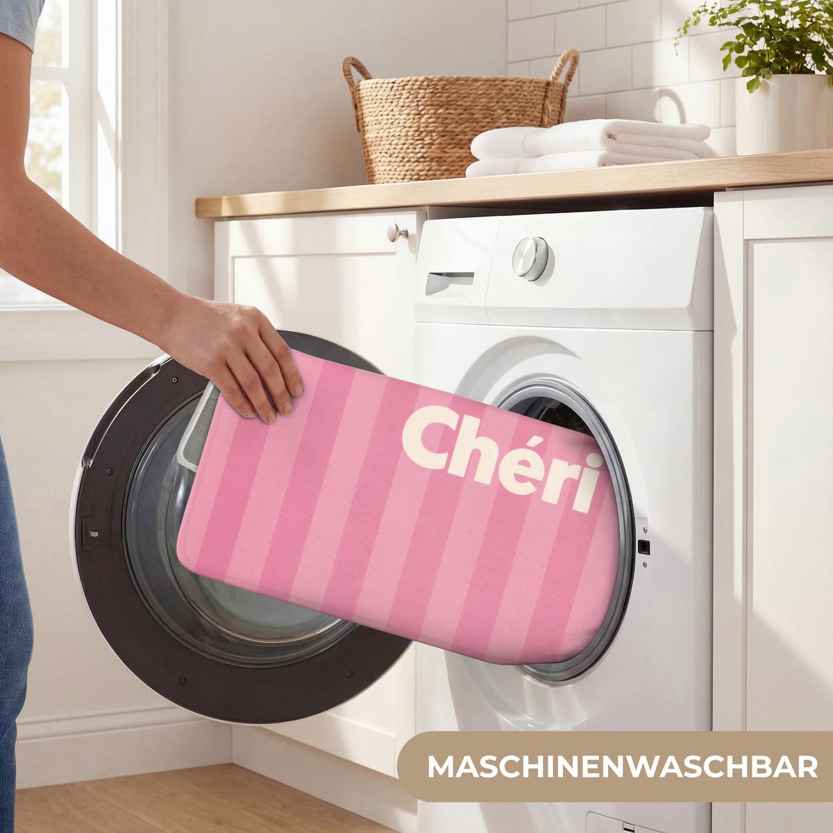 BADEMATTE Gestreift - Rosa - Chéri 60x40 cm - Pink, Textil (60/40cm) - OnlyWow