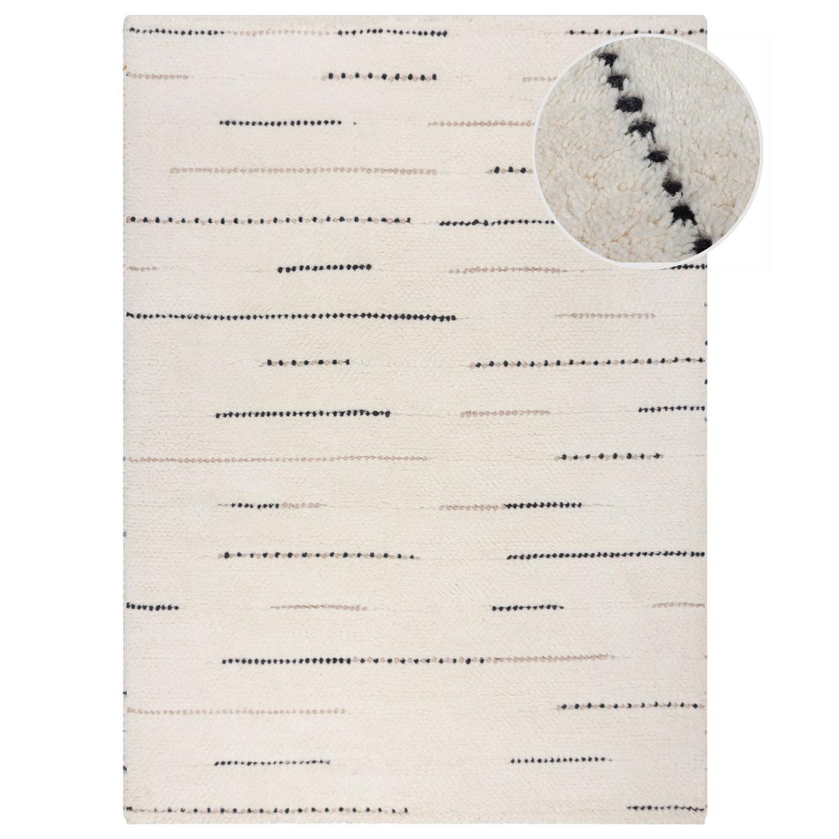 WOLLTEPPICH handgewebt THORN, gestreift, Beige-Schwarz, 120 x 170 cm - Beige, Textil (170/120cm) - KADIMA DESIGN