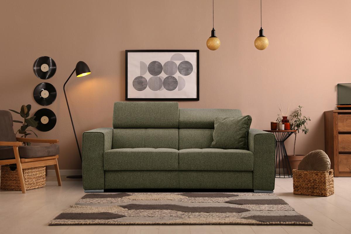 SOFA QUARTZ 3-Sitzer, olivgrün - Olivgrün, Holzwerkstoff/Textil (202/80/102cm) - Wozimo